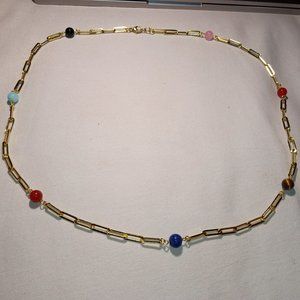 Multi gemstone paperclip necklace 40%off is applied